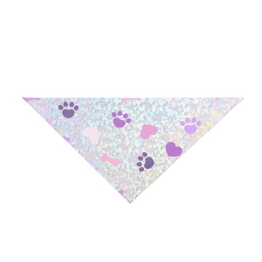 Pet Bandana - Hearts and Paws on Sparkly Background